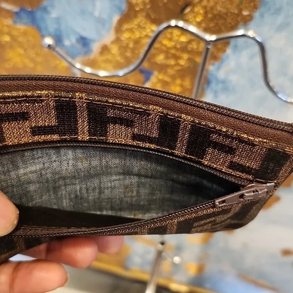 Fendi Zucca Card Holder Coin Pouch Zip Wallet Canvas Vintage - Picture 13 of 13